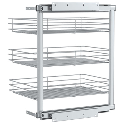 3-Tier Pull-out Kitchen Wire Basket Silver 18.5"x13.8"x22