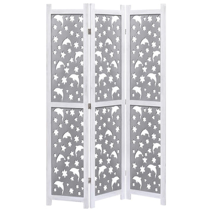 3-Panel Room Divider Gray 41.3"x65" Solid Wood