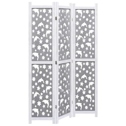 3-Panel Room Divider Gray 41.3"x65" Solid Wood
