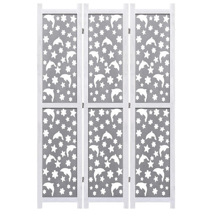 3-Panel Room Divider Gray 41.3"x65" Solid Wood