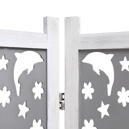 3-Panel Room Divider Gray 41.3"x65" Solid Wood