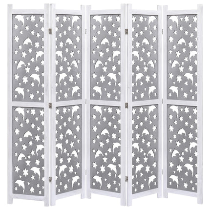 5-Panel Room Divider Gray 68.9"x65" Solid Wood