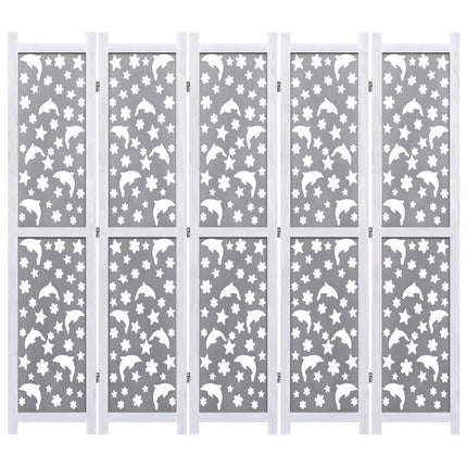 5-Panel Room Divider Gray 68.9"x65" Solid Wood