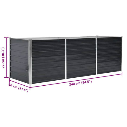 Garden Raised Bed Anthracite 94.5"x31.5"x30.3" Galvanized Steel