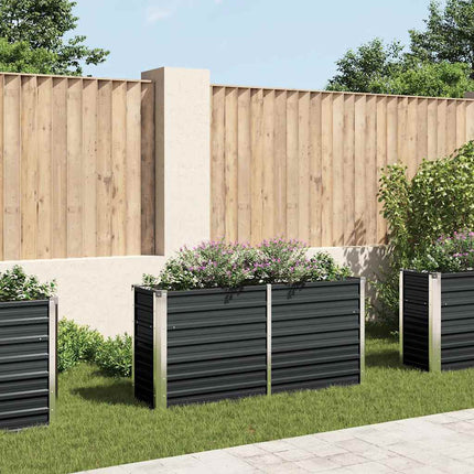 Garden Raised Bed Anthracite 63"x15.7"x30.3" Galvanized Steel