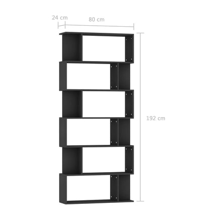 Book Cabinet/Room Divider Black 31.5"x9.4"x75.6" Engineered Wood