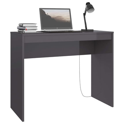 Desk High Gloss Gray 35.4" x 15.7" x 28.3" Engineered Wood