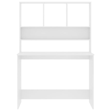Desk with Shelves White 43.3"x17.7"x61.8" Engineered Wood
