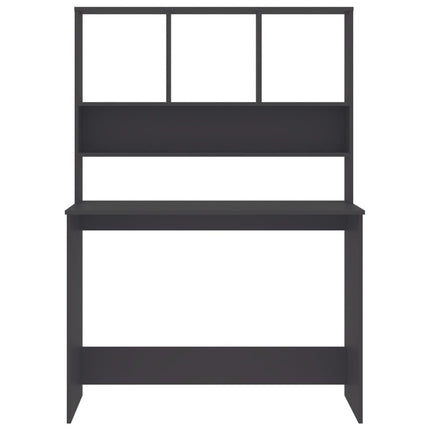 Desk with Shelves Gray 43.3"x17.7"x61.8" Engineered Wood