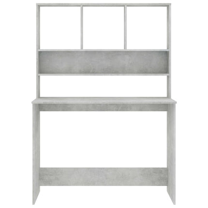 Desk with Shelves Concrete Gray 43.3"x17.7"x61.8" Engineered Wood