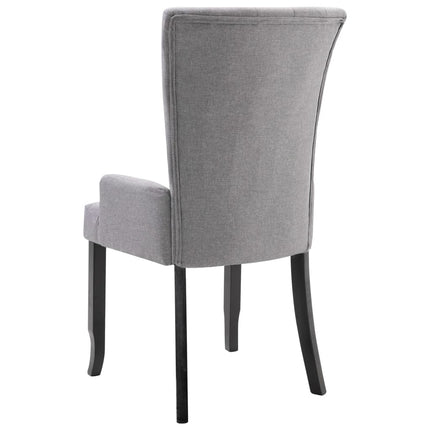 Dining Chairs with Armrests 2 pcs Light Gray Fabric