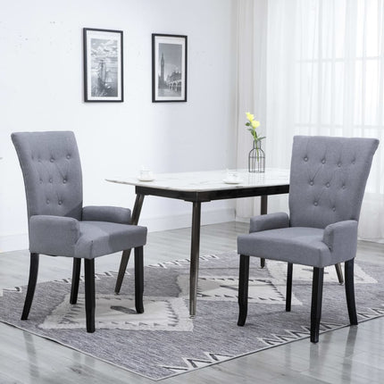 Dining Chairs with Armrests 2 pcs Light Gray Fabric