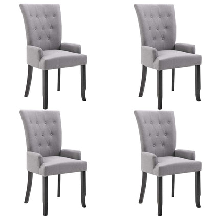 Dining Chairs with Armrests 4 pcs Light Gray Fabric