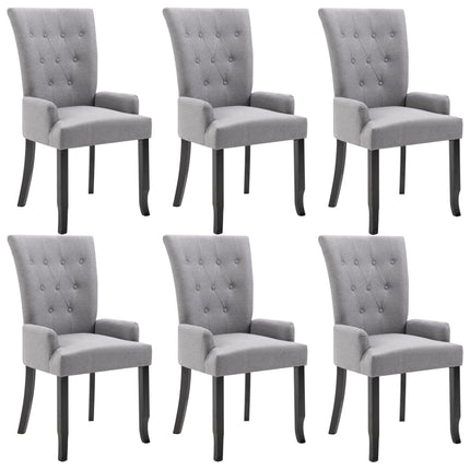 Dining Chairs with Armrests 6 pcs Light Gray Fabric