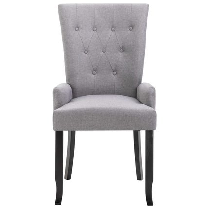 Dining Chairs with Armrests 6 pcs Light Gray Fabric