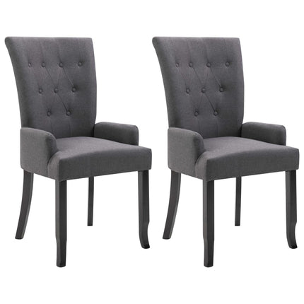 Dining Chairs with Armrests 2 pcs Dark Gray Fabric