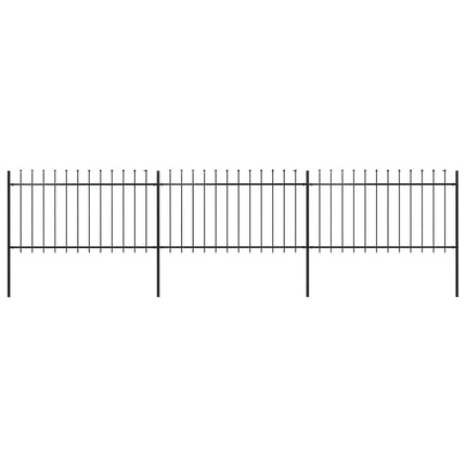 Garden Fence with Spear Top Steel 211.4"x39.4" Black