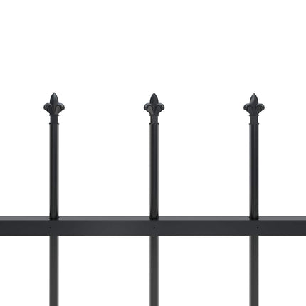 Garden Fence with Spear Top Steel 211.4"x39.4" Black