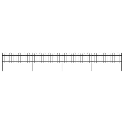 Garden Fence with Hoop Top Steel 281.3"x23.6" Black