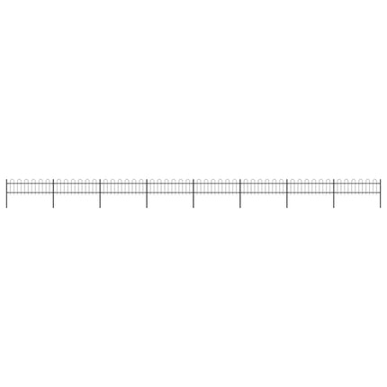 Garden Fence with Hoop Top Steel 561.4"x23.6" Black