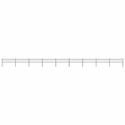 Garden Fence with Hoop Top Steel 631.3"x23.6" Black
