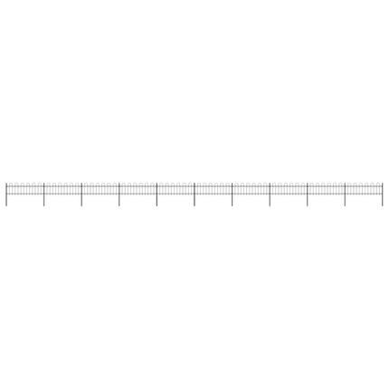 Garden Fence with Hoop Top Steel 701.3"x23.6" Black