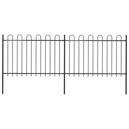 Garden Fence with Hoop Top Steel 141.3"x47.2" Black