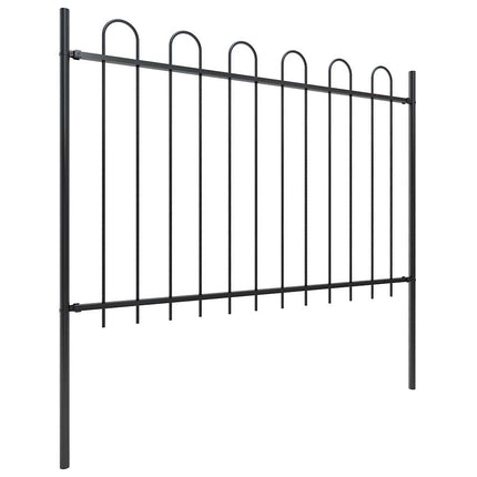 Garden Fence with Hoop Top Steel 211.4"x47.2" Black