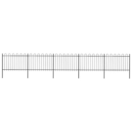 Garden Fence with Hoop Top Steel 351.3"x47.2" Black