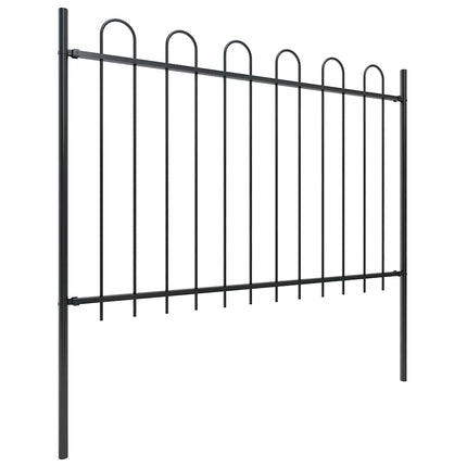 Garden Fence with Hoop Top Steel 421.3"x47.2" Black