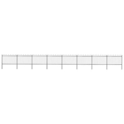 Garden Fence with Hoop Top Steel 561.4"x47.2" Black