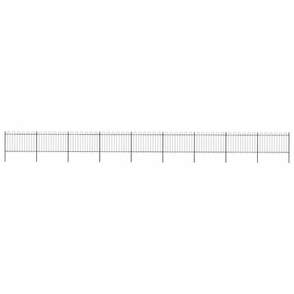 Garden Fence with Hoop Top Steel 631.3"x47.2" Black