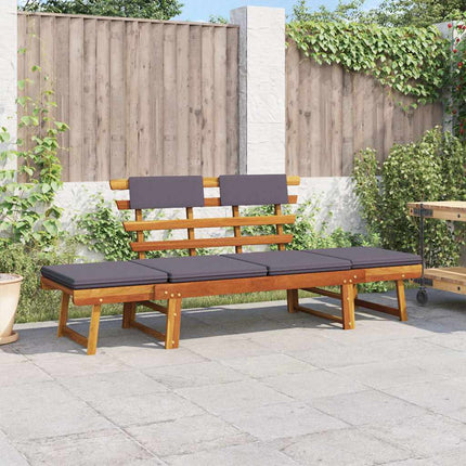 2-in-1 Patio Daybed with Cushion 74.8" Solid Acacia Wood