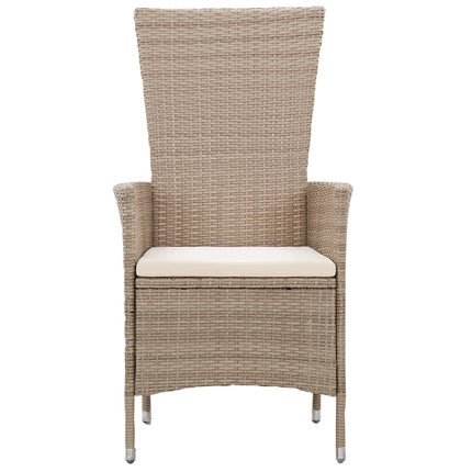 Patio Chairs 2 pcs with Cushions Poly Rattan Beige