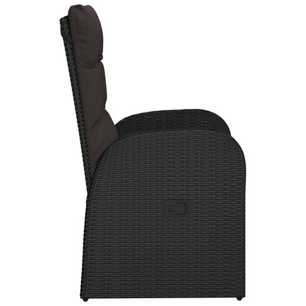 Reclining Patio Chairs 2 pcs with Cushions Poly Rattan Black