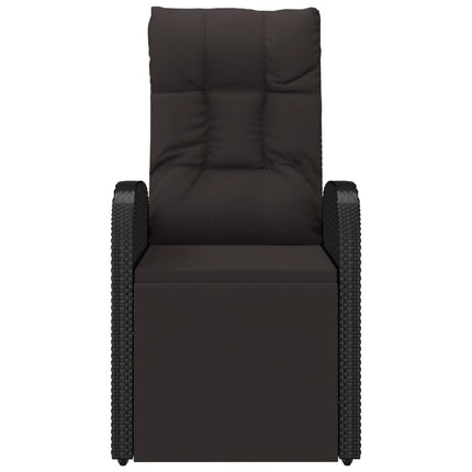 Reclining Patio Chair with Cushion Poly Rattan Black