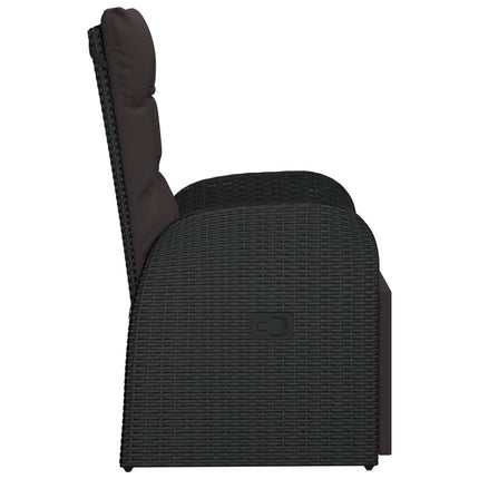 Reclining Patio Chair with Cushion Poly Rattan Black