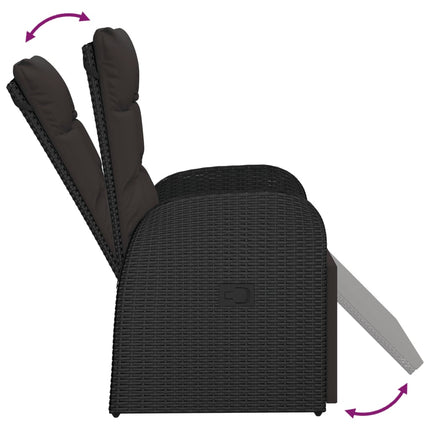 Reclining Patio Chair with Cushion Poly Rattan Black