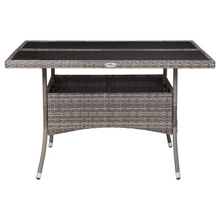 Patio Dining Table Gray Poly Rattan and Glass