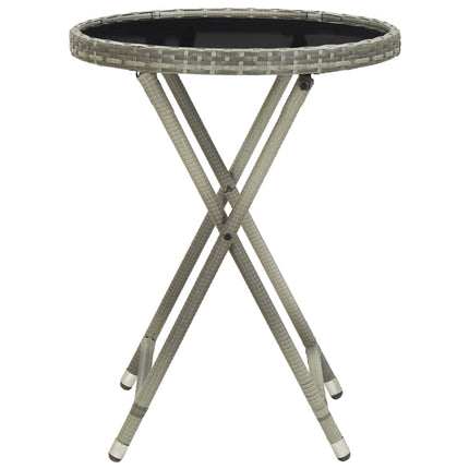 Tea Table Gray 23.6" Poly Rattan and Tempered Glass