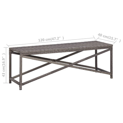 Patio Bench 47.2" Poly Rattan Gray