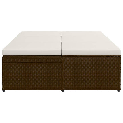 Convertible Sun Bed with Cushion Poly Rattan Brown