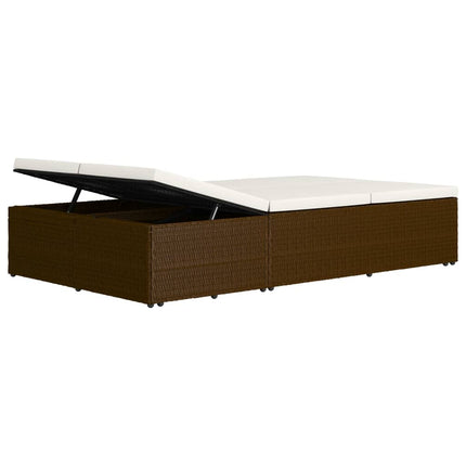 Convertible Sun Bed with Cushion Poly Rattan Brown