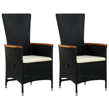 Patio Chairs 2 pcs with Cushions Poly Rattan Black