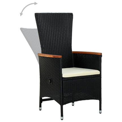 Patio Chairs 2 pcs with Cushions Poly Rattan Black