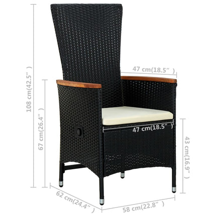 Patio Chairs 2 pcs with Cushions Poly Rattan Black