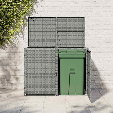 Double Wheelie Bin Shed Poly Rattan Anthracite 58.3"x30.3"x43.7