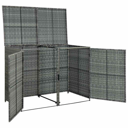 Double Wheelie Bin Shed Poly Rattan Anthracite 58.3"x30.3"x43.7