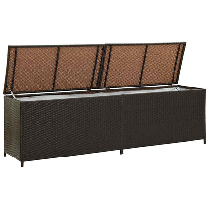 Patio Storage Box Poly Rattan 78.7"x19.6"x23.6" Brown