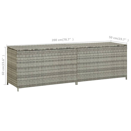 Patio Storage Box Poly Rattan 78.7"x19.6"x23.6" Gray